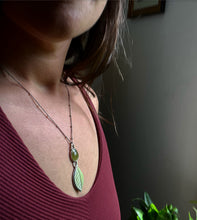 Load image into Gallery viewer, Beech Leaf and Vesuvianite Pendant