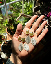 Load image into Gallery viewer, Beech Leaf and Vesuvianite Earrings